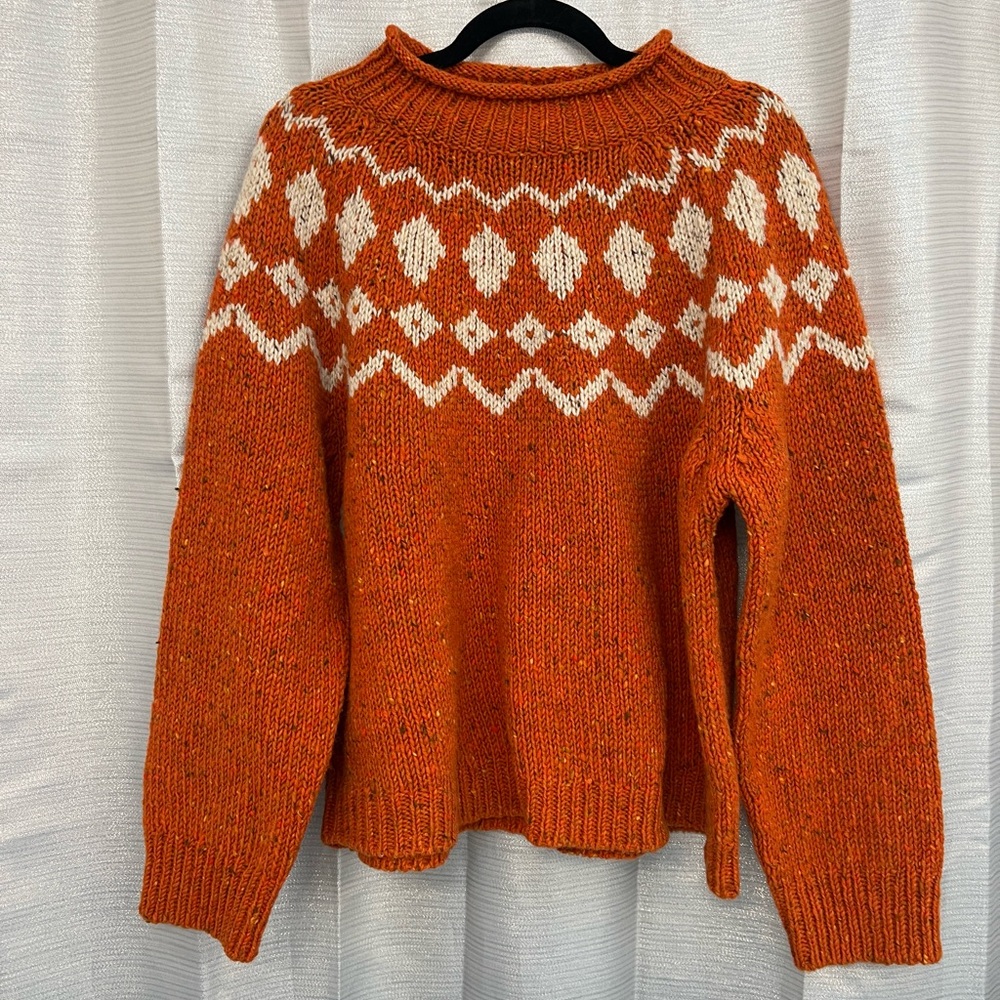 TOAST Graphic Yoke Donegal Sweater Persimmon Oat Size L